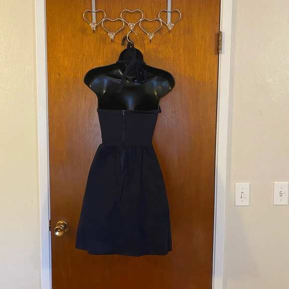 Ruby Rox Navy Blue Halter Top Dress with White Button Front Vintage Vibe Size 3 - Picture 10 of 12